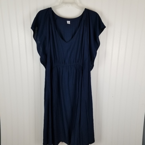 Old Navy Maternity V Neck Sleeveless Dress Size XXL Navy Blue Flutter Sleeves - Picture 8 of 14